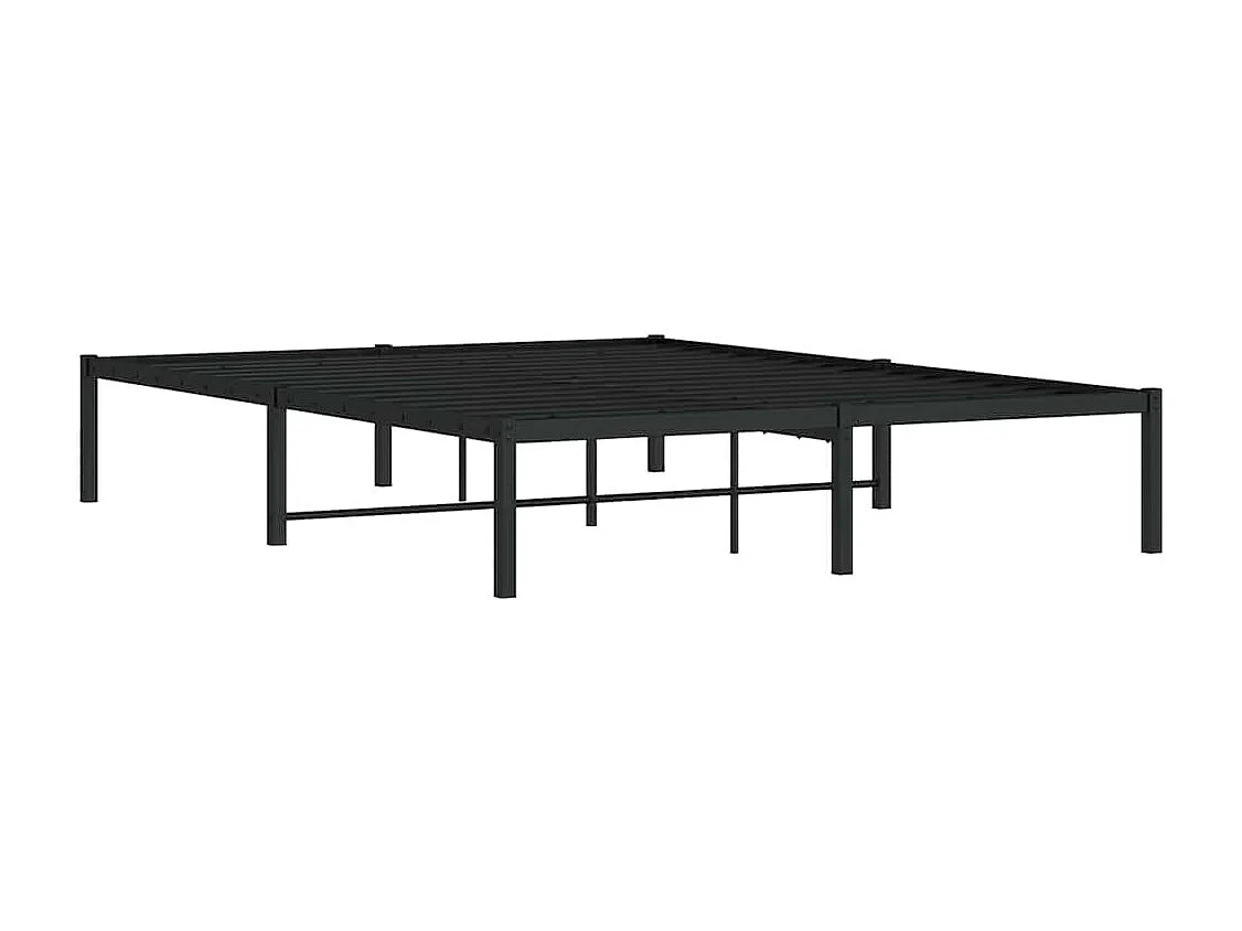 Cadre de lit métal sans matelas noir 140x200 cm