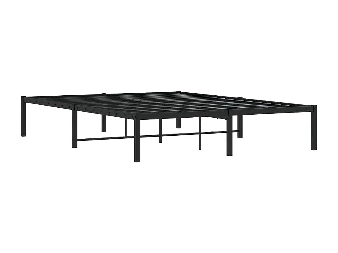Cadre de lit métal sans matelas noir 140x200 cm