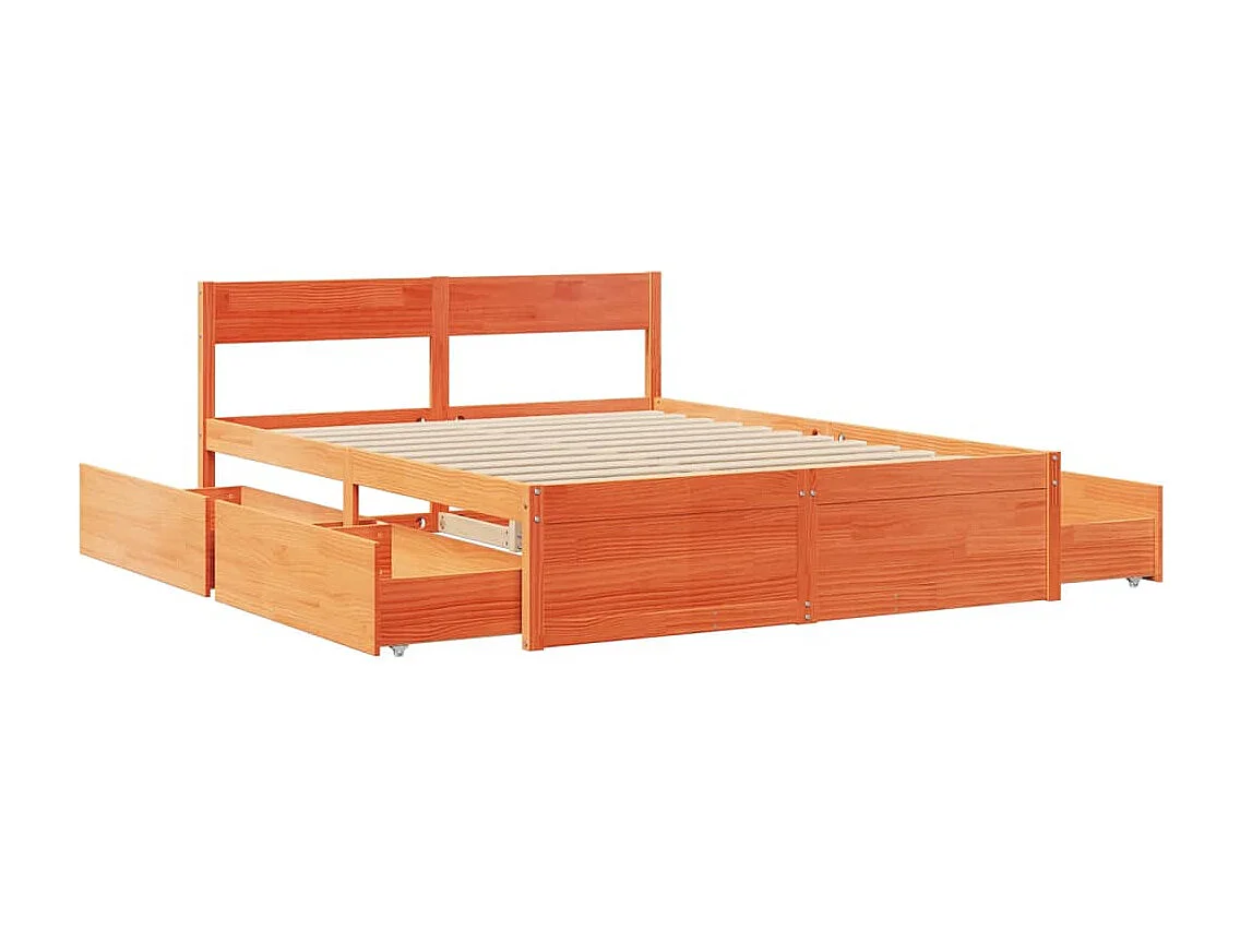 Cadre de lit sans matelas cire marron 150x200cm bois pin massif