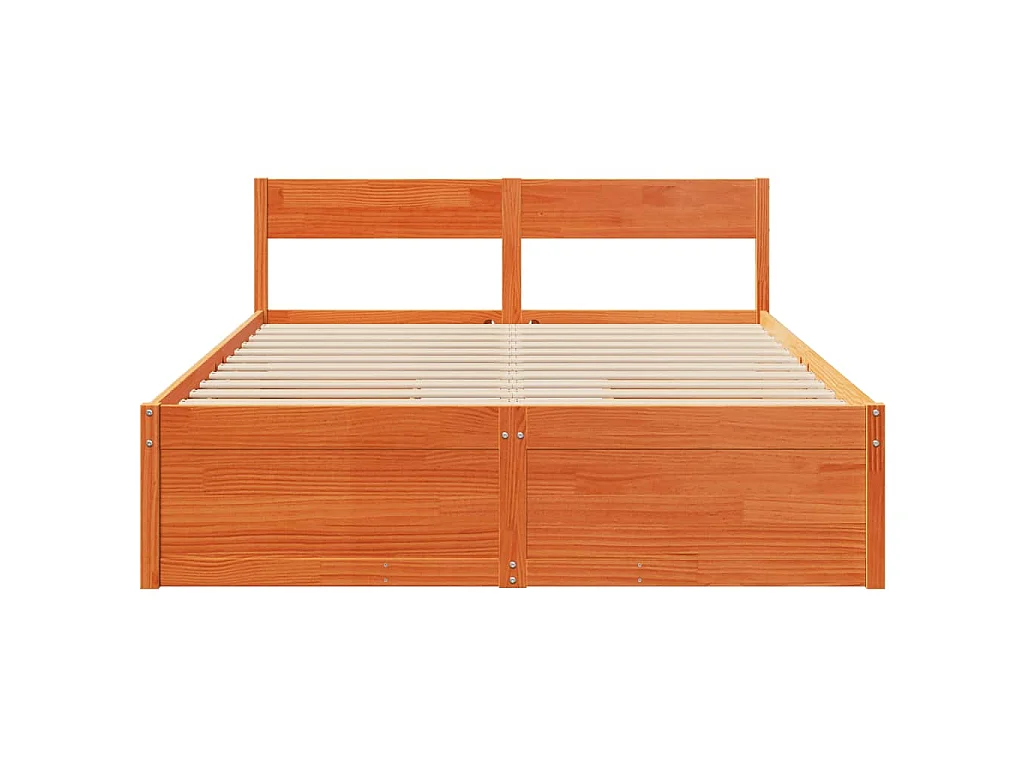 Cama sem colchão 150x200 cm madeira pinho maciça castanho-mel