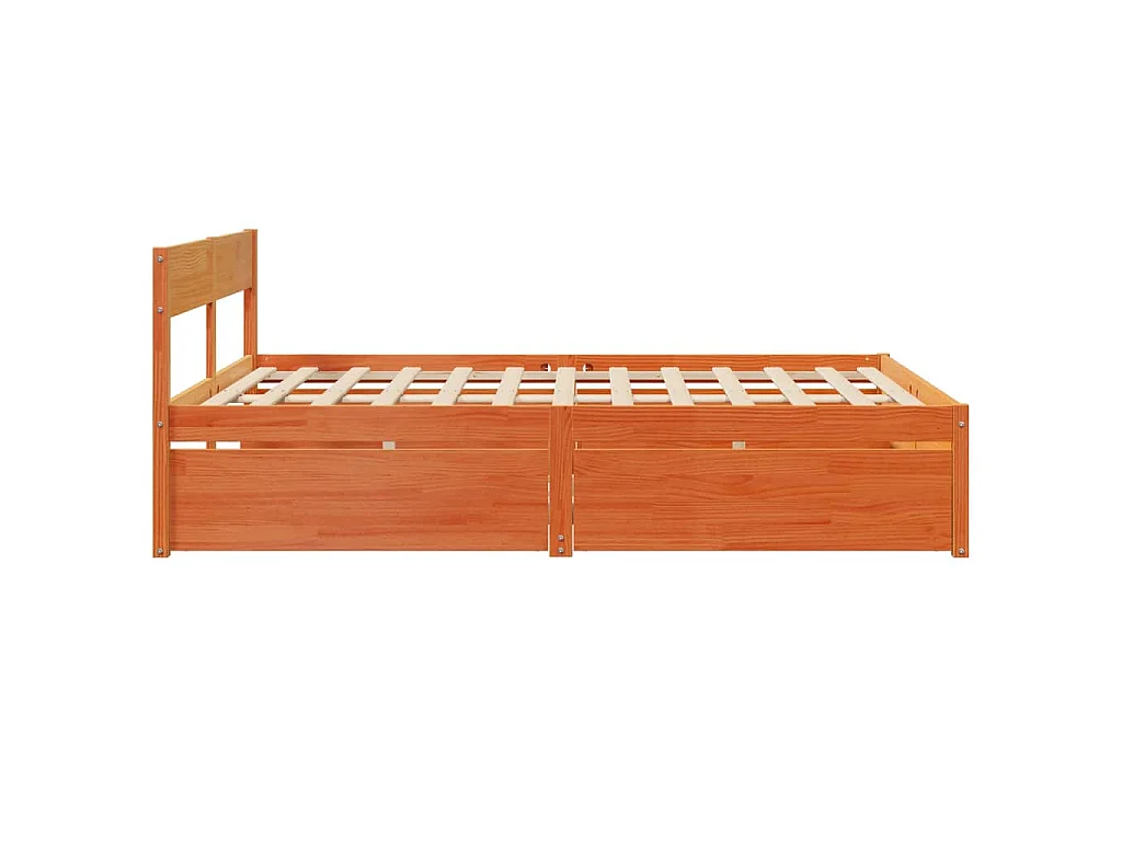Cama sem colchão 150x200 cm madeira pinho maciça castanho-mel