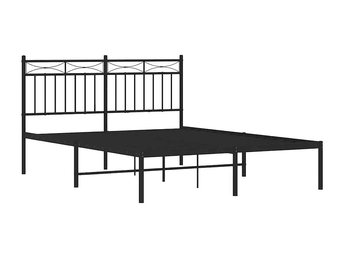 Bedframe met hoofdbord metaal zwart 135x190 cm