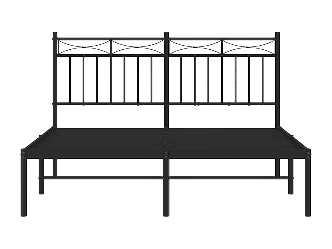 Bedframe met hoofdbord metaal zwart 135x190 cm
