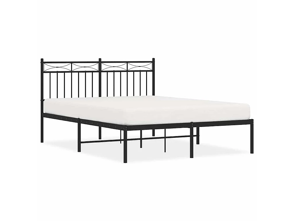 Cadre de lit métal sans matelas avec tête de lit noir 135x190cm