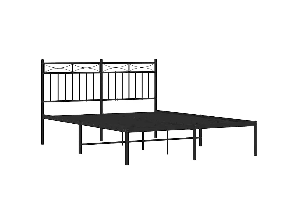 Cadre de lit métal sans matelas avec tête de lit noir 135x190cm