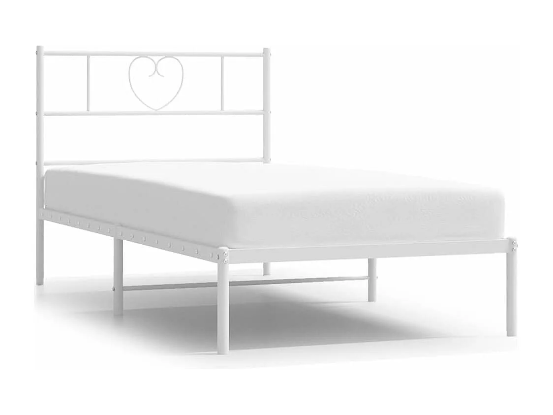 Bedframe met hoofdbord metaal wit 90x190 cm