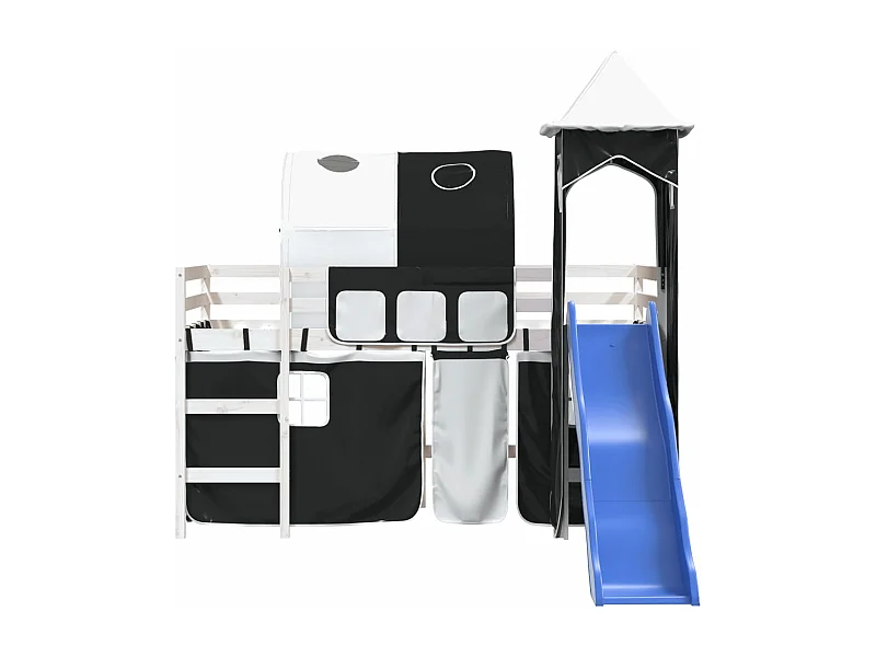 Lit mezzanine enfants avec tour sans matelas 90x190 cm