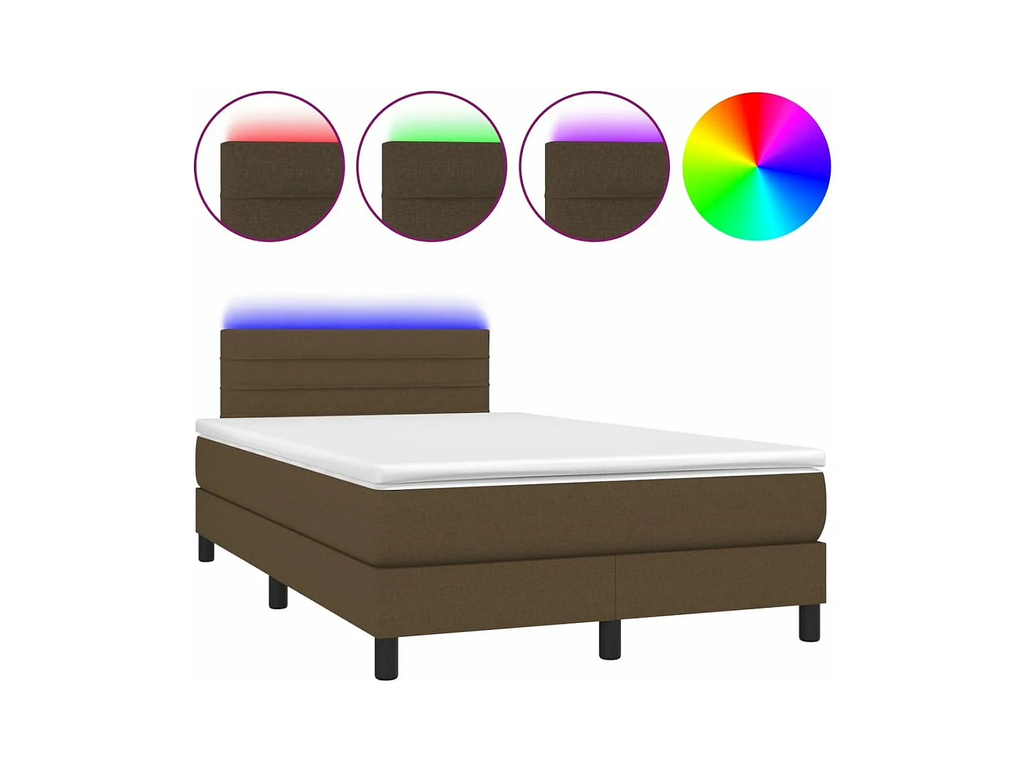 Letto a Molle Materasso e LED MarroneScuro 120x190cm in Tessuto