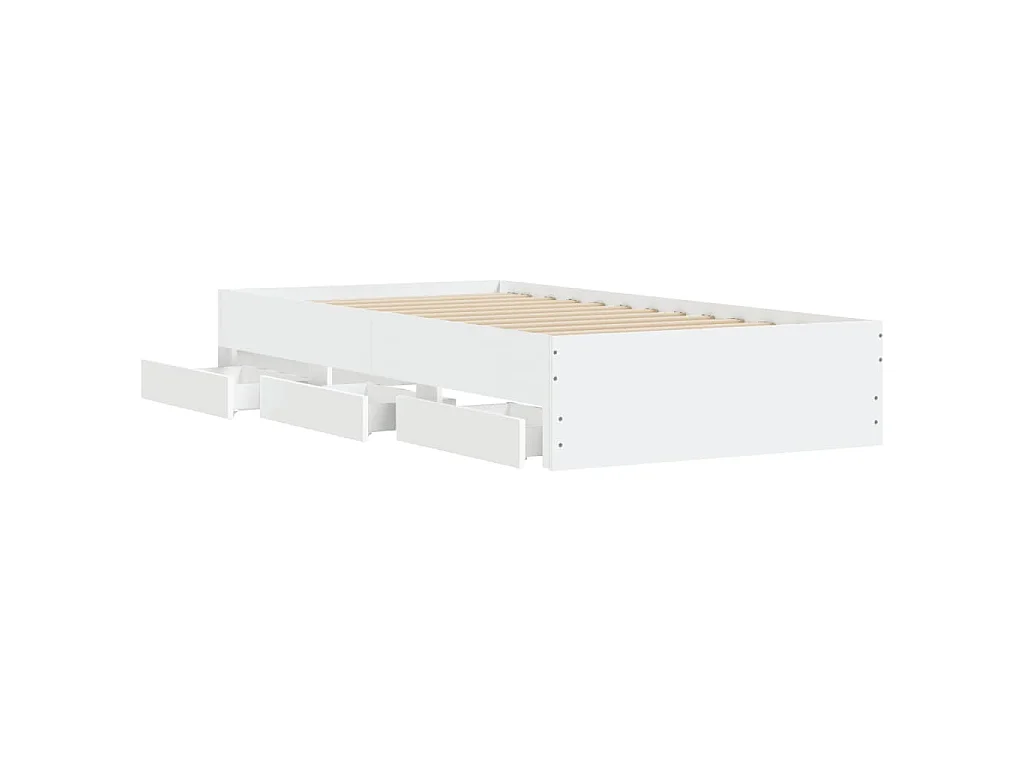 Cadre de lit avec tiroirs sans matelas blanc 90x190 cm