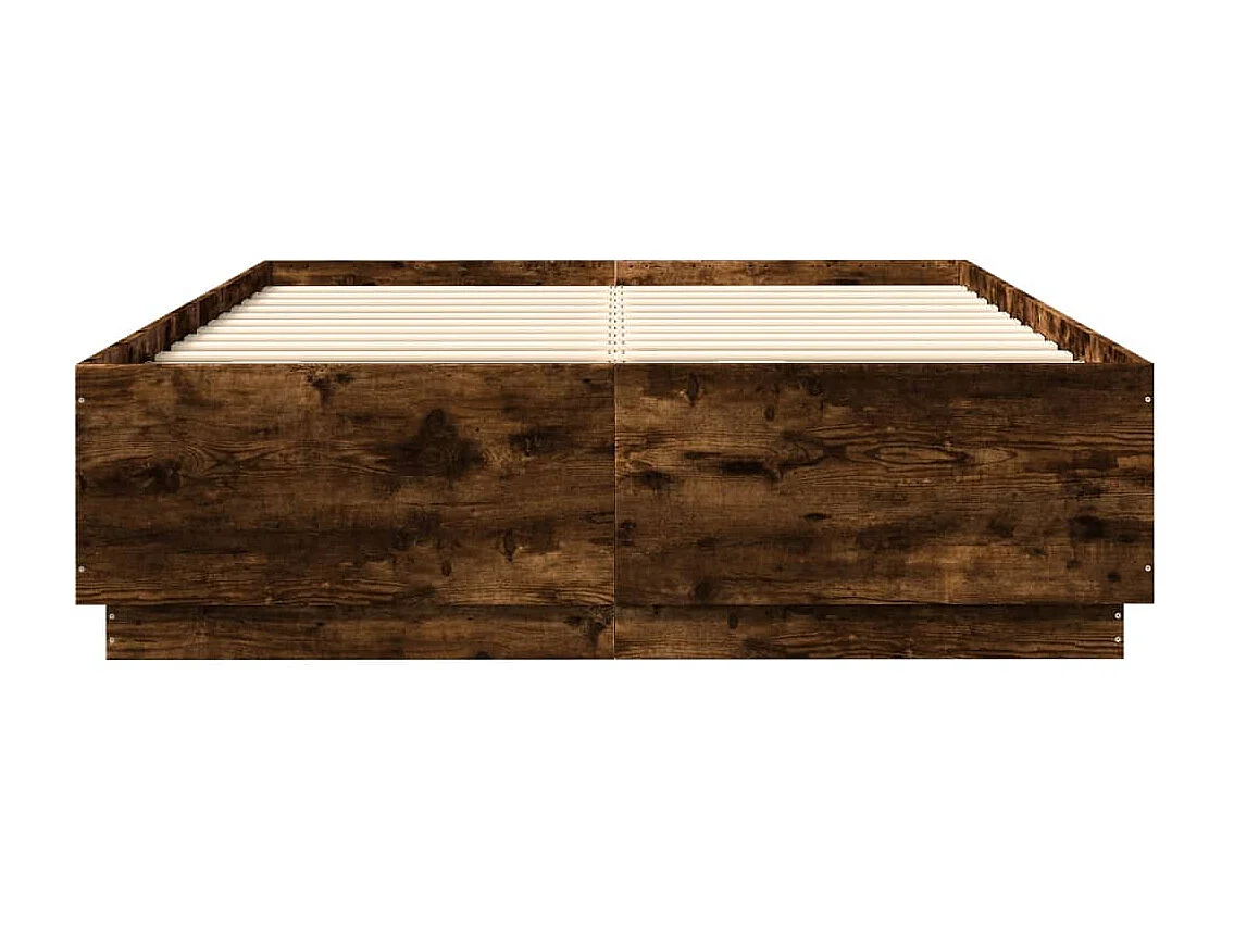 Bettgestell mit LED Räuchereiche 150x200cm Holzwerkstoff