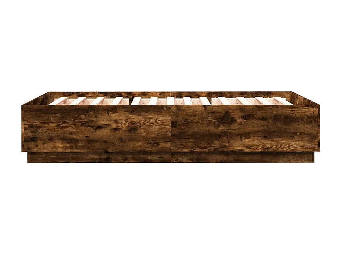 Bettgestell mit LED Räuchereiche 150x200cm Holzwerkstoff