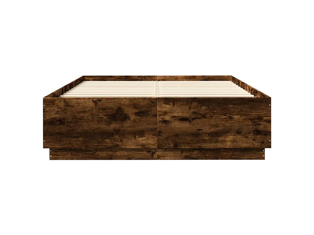 Cadre de lit avec LED sans matelas chêne fumé 150x200 cm
