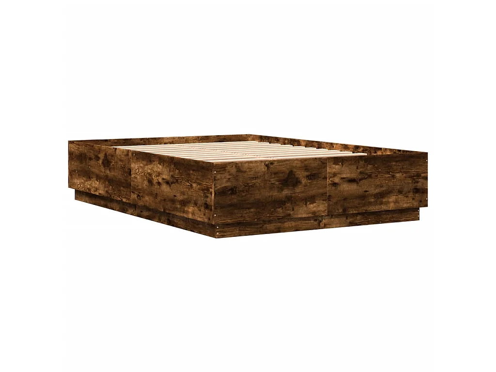 Cadre de lit avec LED sans matelas chêne fumé 150x200 cm