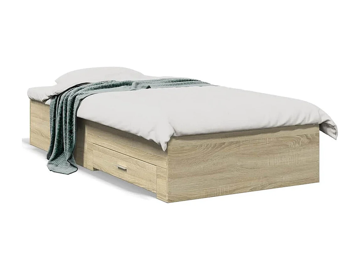 Bettgestell mit Schubladen Sonoma-Eiche 100x200cm Holzwerkstoff