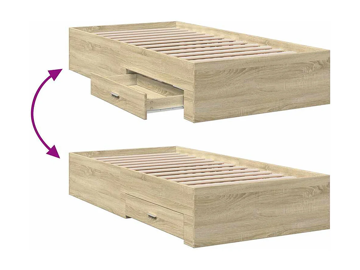 Bettgestell mit Schubladen Sonoma-Eiche 100x200cm Holzwerkstoff