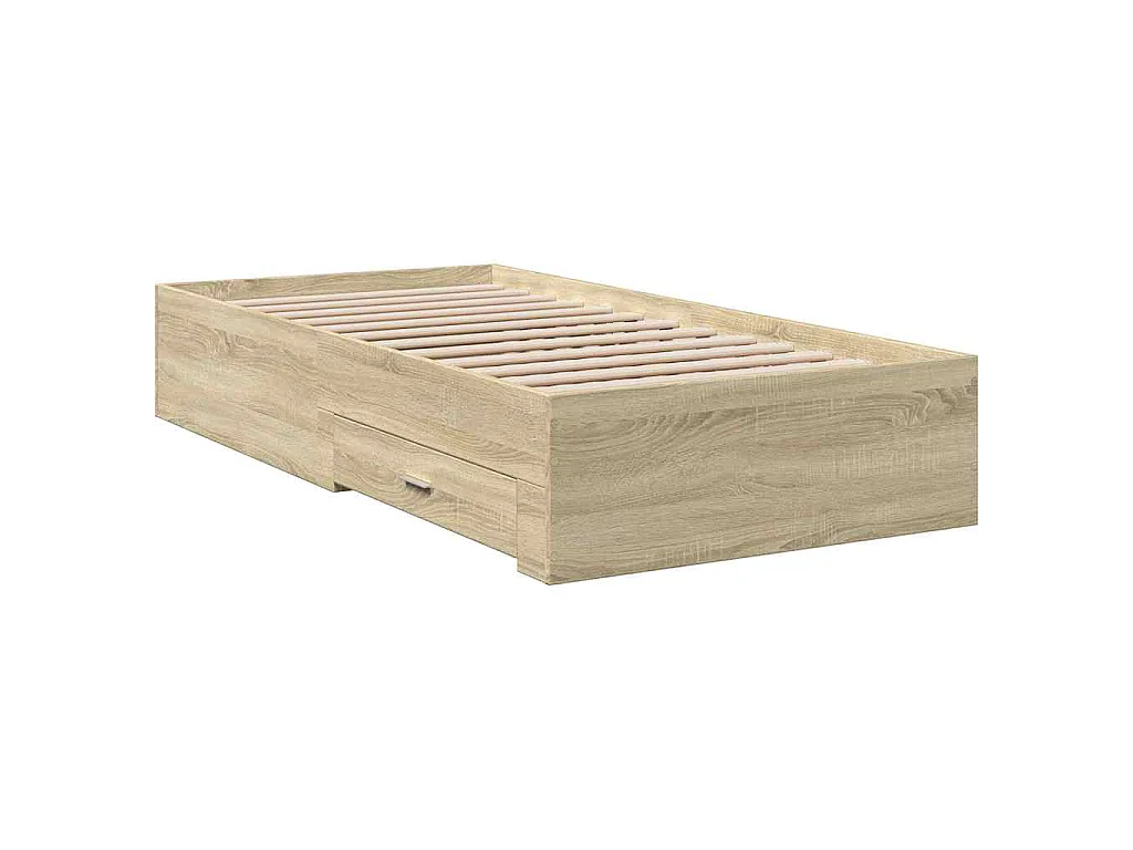 Cadre de lit avec tiroirs sans matelas chêne sonoma 100x200 cm