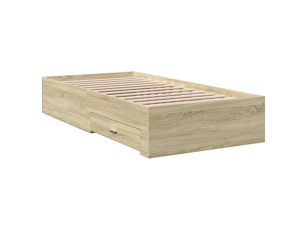 Cama con cajones madera ingeniería roble Sonoma 100x200 cm