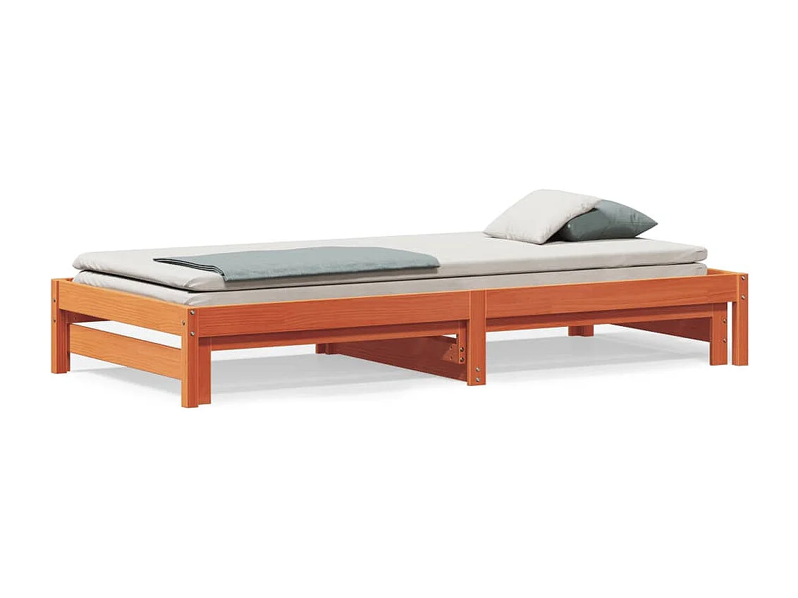 Lit de jour et lit gigogne sans matelas cire marron 90x200 cm