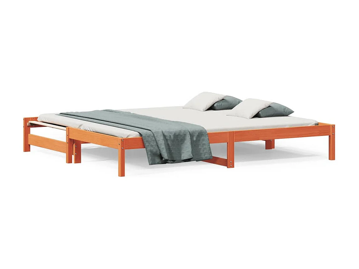 Lit de jour et lit gigogne sans matelas cire marron 90x200 cm