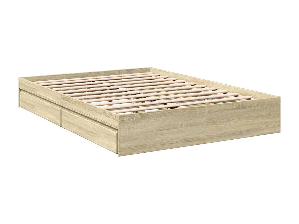 Bedframe met lades bewerkt hout sonoma eikenkleurig 160x200 cm