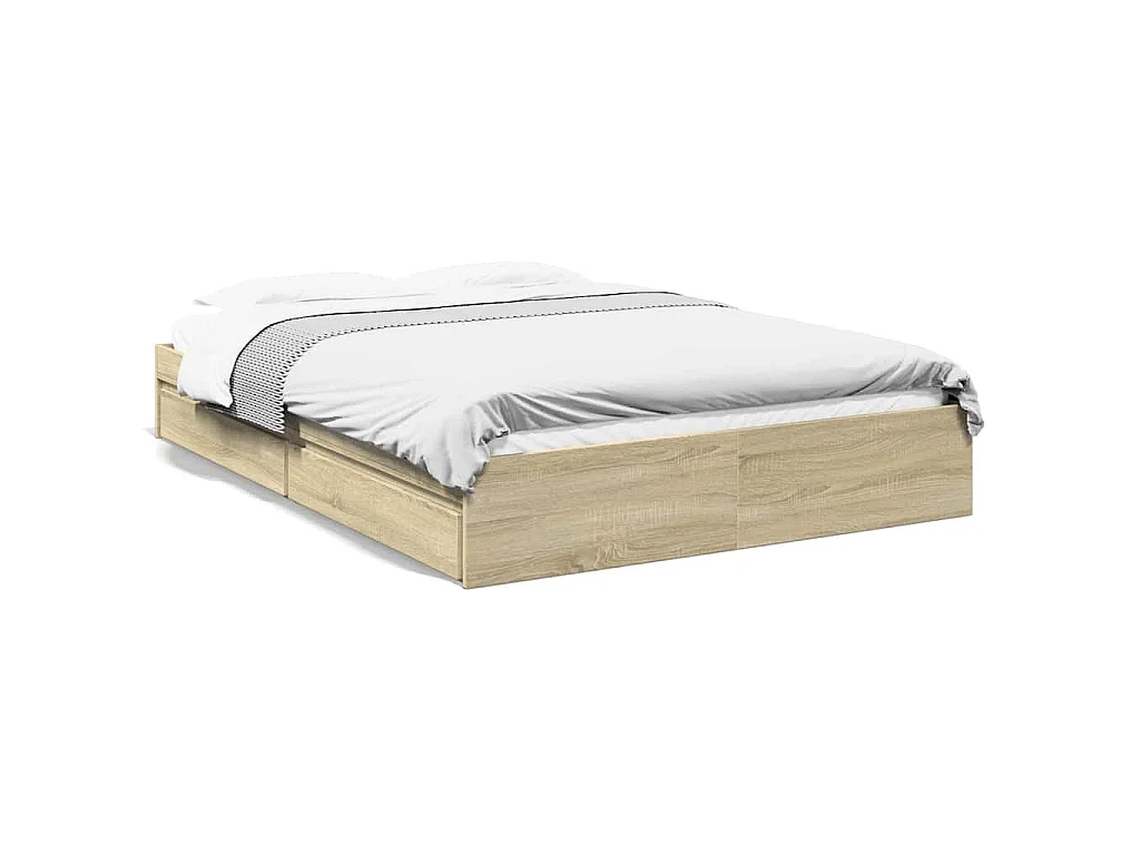 Cadre de lit avec tiroirs sans matelas chêne sonoma 160x200 cm