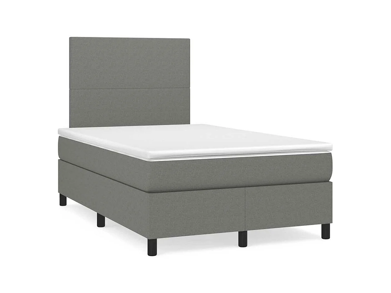 Sommier à lattes de lit matelas LED gris foncé 120x190 cm tissu