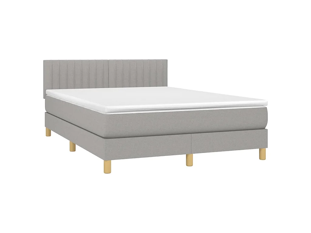 Letto a Molle Materasso e LED Grigio Chiaro 140x190 cm Tessuto