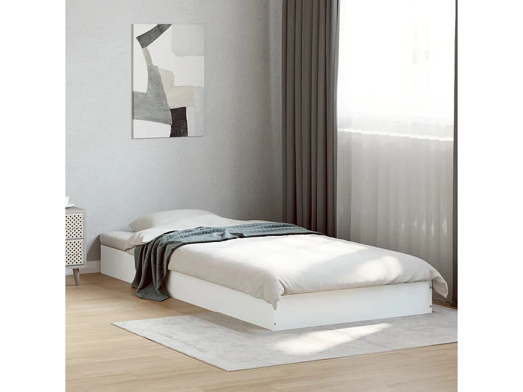 Bedframe bewerkt hout wit 75x190 cm