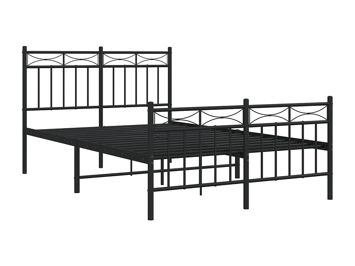 Giroletto con Testiera e Pediera Metallo Nero 120x190 cm