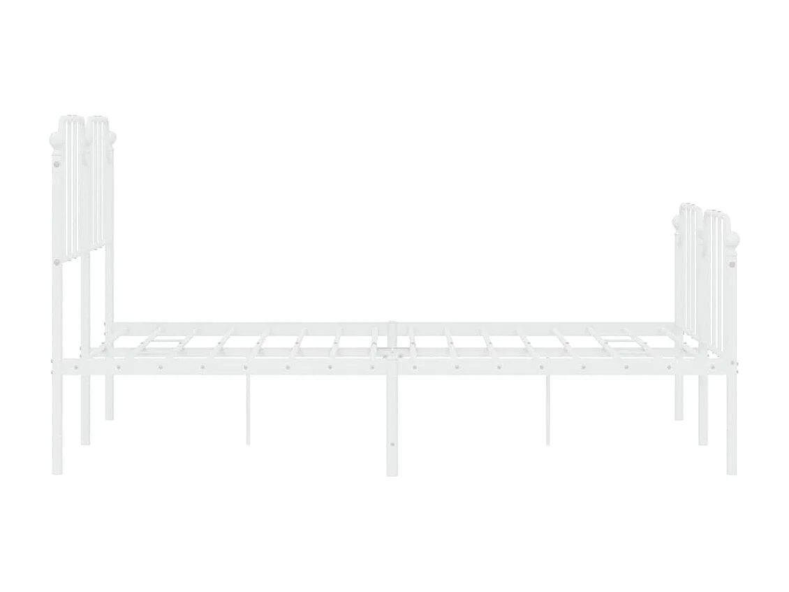 Cadre de lit métal sans matelas et pied de lit blanc 140x190 cm