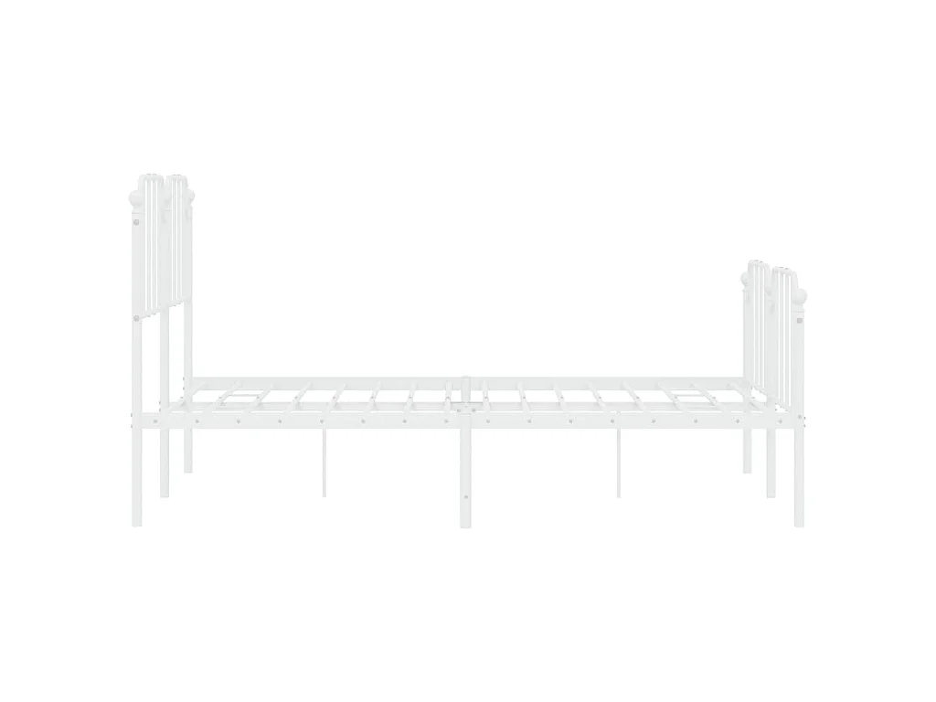 Cadre de lit métal sans matelas et pied de lit blanc 140x190 cm