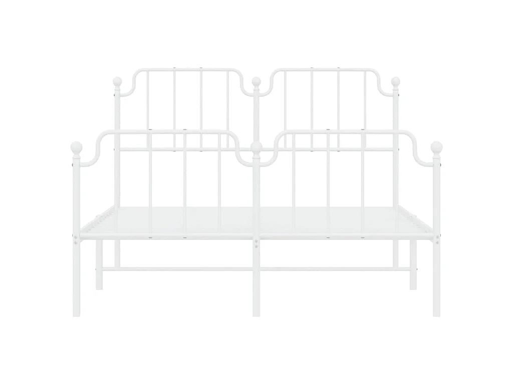 Cadre de lit métal sans matelas et pied de lit blanc 140x190 cm