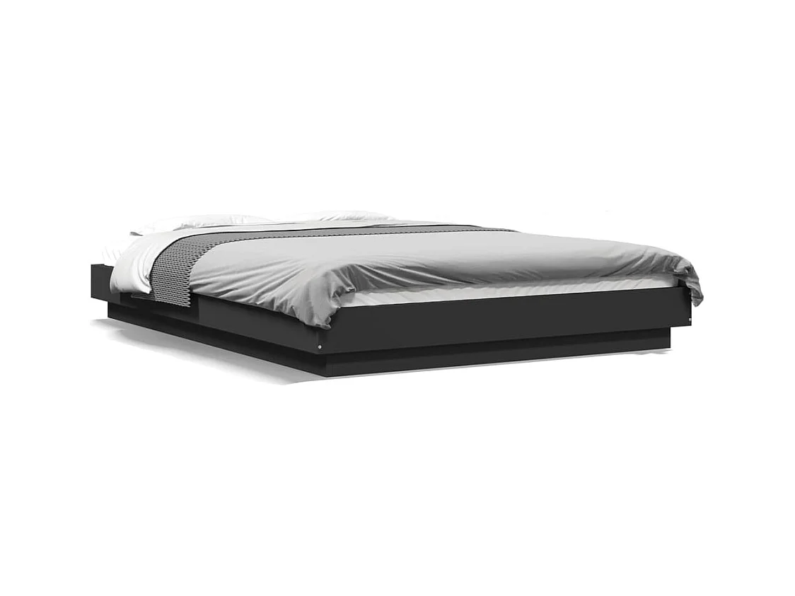 Cadre de lit sans matelas noir 140x190 cm