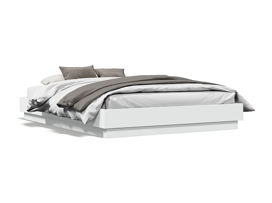 Cadre de lit avec LED sans matelas blanc 120x190 cm