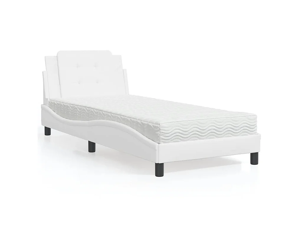 Estrutura de cama sem colchão Zadar 90x190 cm couro artificial branco
