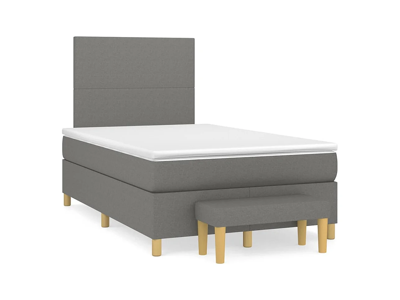 Sommier à lattes de lit avec matelas gris foncé 120x190cm tissu