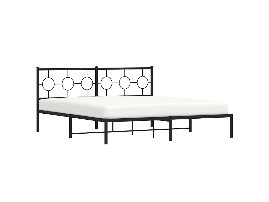 Cadre de lit métal sans matelas et tête de lit noir 180x200 cm