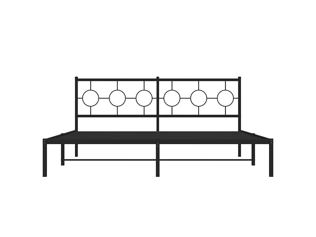Cadre de lit métal sans matelas et tête de lit noir 180x200 cm