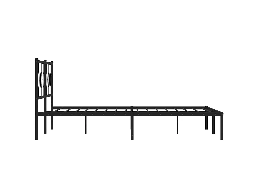 Cadre de lit métal sans matelas et tête de lit noir 180x200 cm