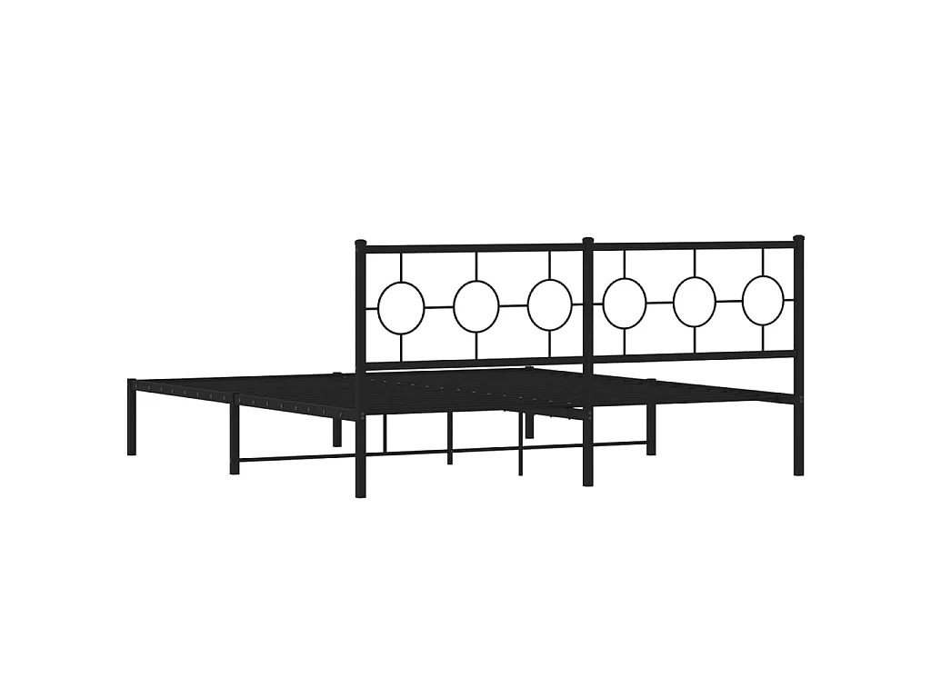 Cadre de lit métal sans matelas et tête de lit noir 180x200 cm