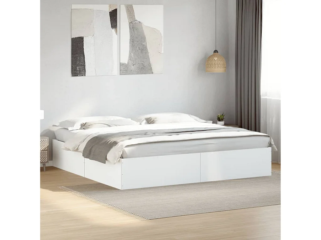 Estrutura de cama 200x200 cm derivados de madeira branco