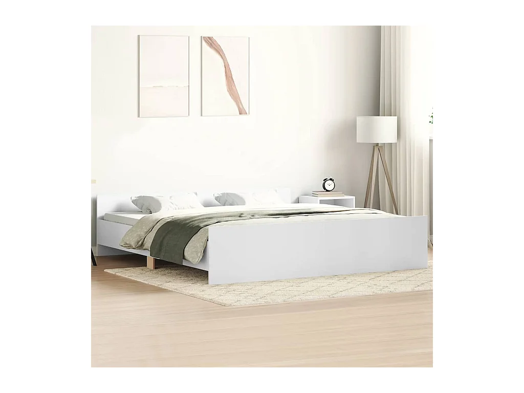 Cadre de lit sans matelas blanc 200x200 cm