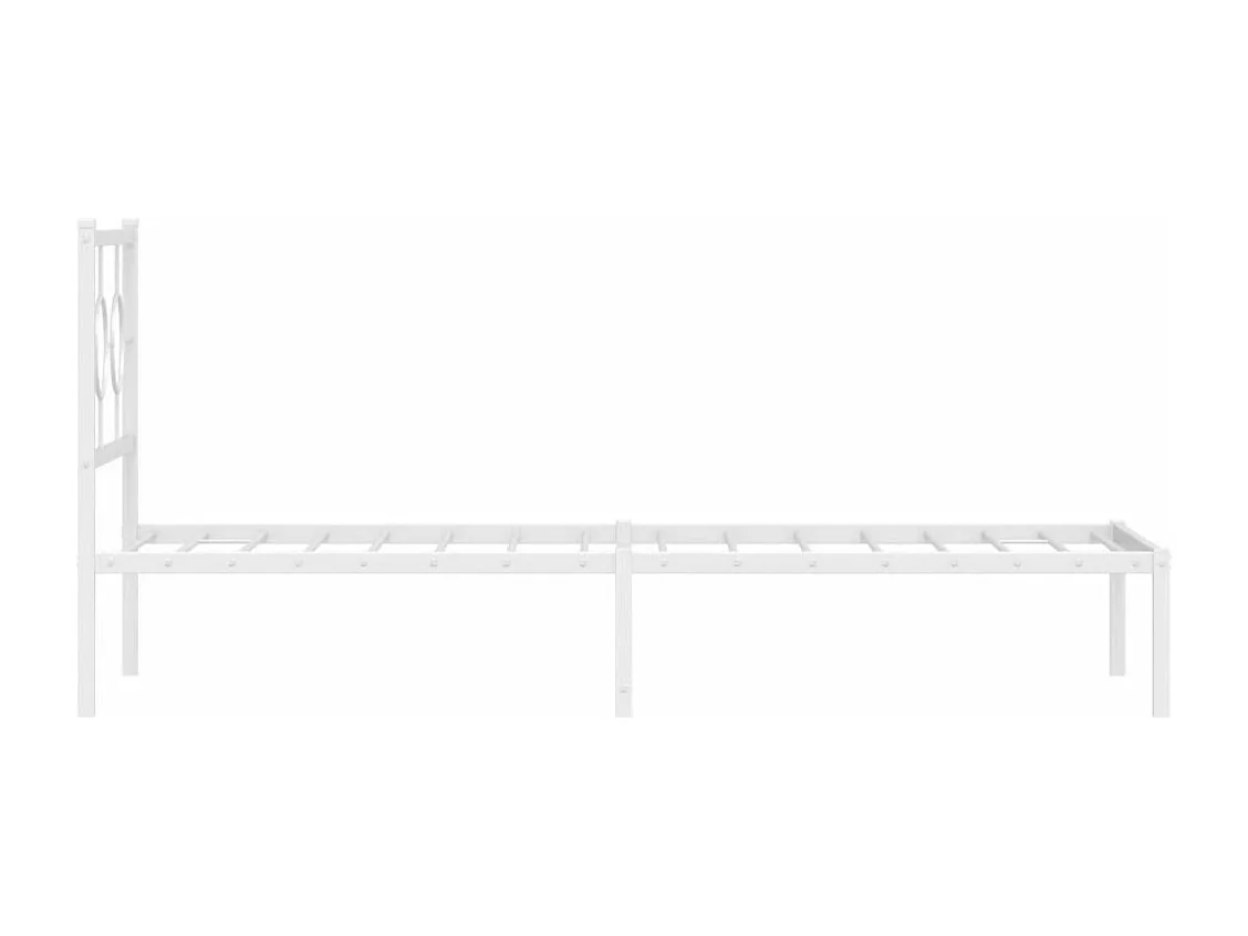 Cadre de lit métal sans matelas avec tête de lit blanc 75x190cm
