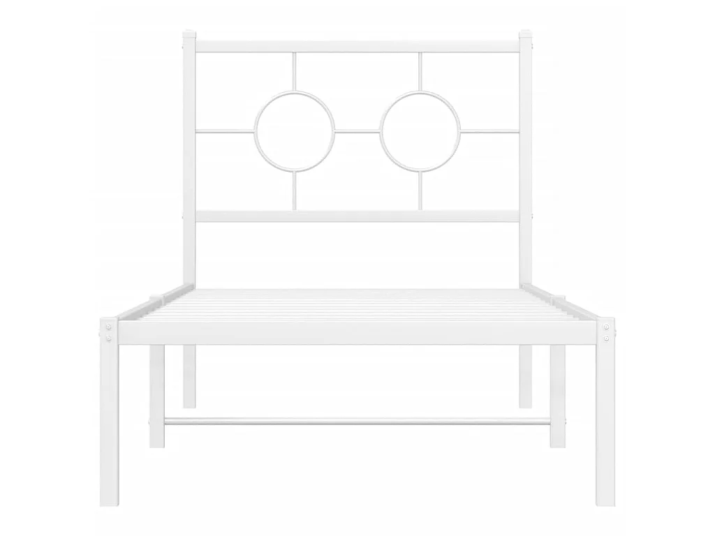 Cadre de lit métal sans matelas avec tête de lit blanc 75x190cm
