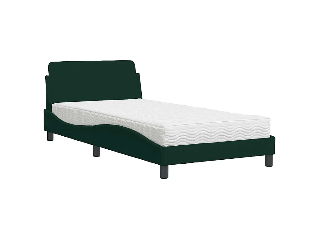Bett mit Matratze "Dover" Dunkelgrün 100x200 cm Samt