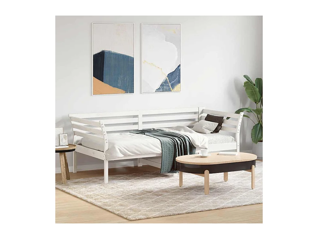 Lit de jour sans matelas blanc 75x190 cm bois de pin massif