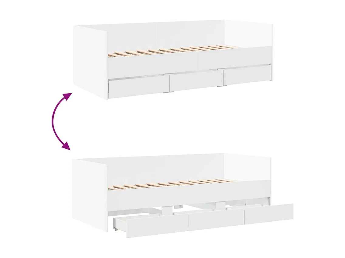 Tagesbett mit Schubladen ohne Matratze Weiß 90x190 cm