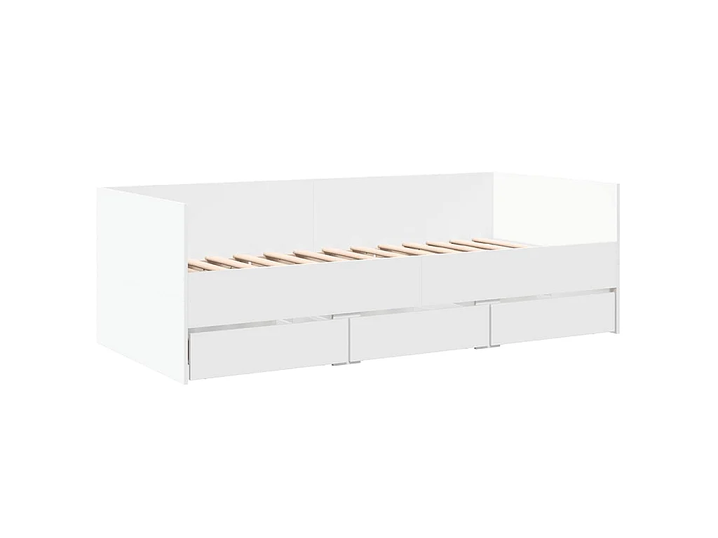 Divano Letto con Cassetti senza Materasso Bianco 90x190 cm
