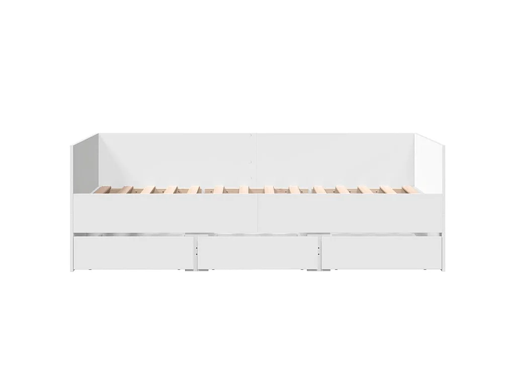 Divano Letto con Cassetti senza Materasso Bianco 90x190 cm
