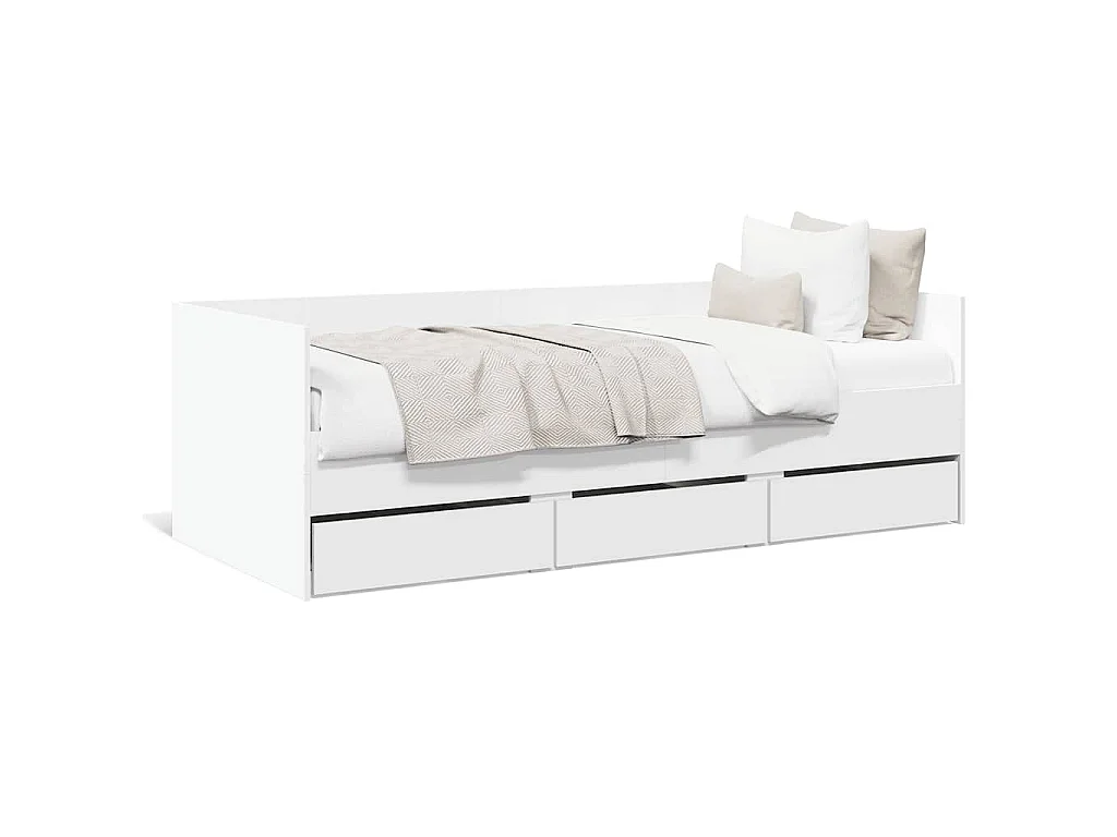 Lit de jour avec tiroirs sans matelas blanc 90x190 cm